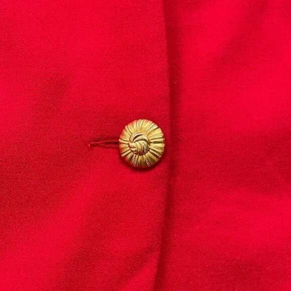 Vintage Red Blazer with Gold Accents - Size 10 - Picture 3 of 5